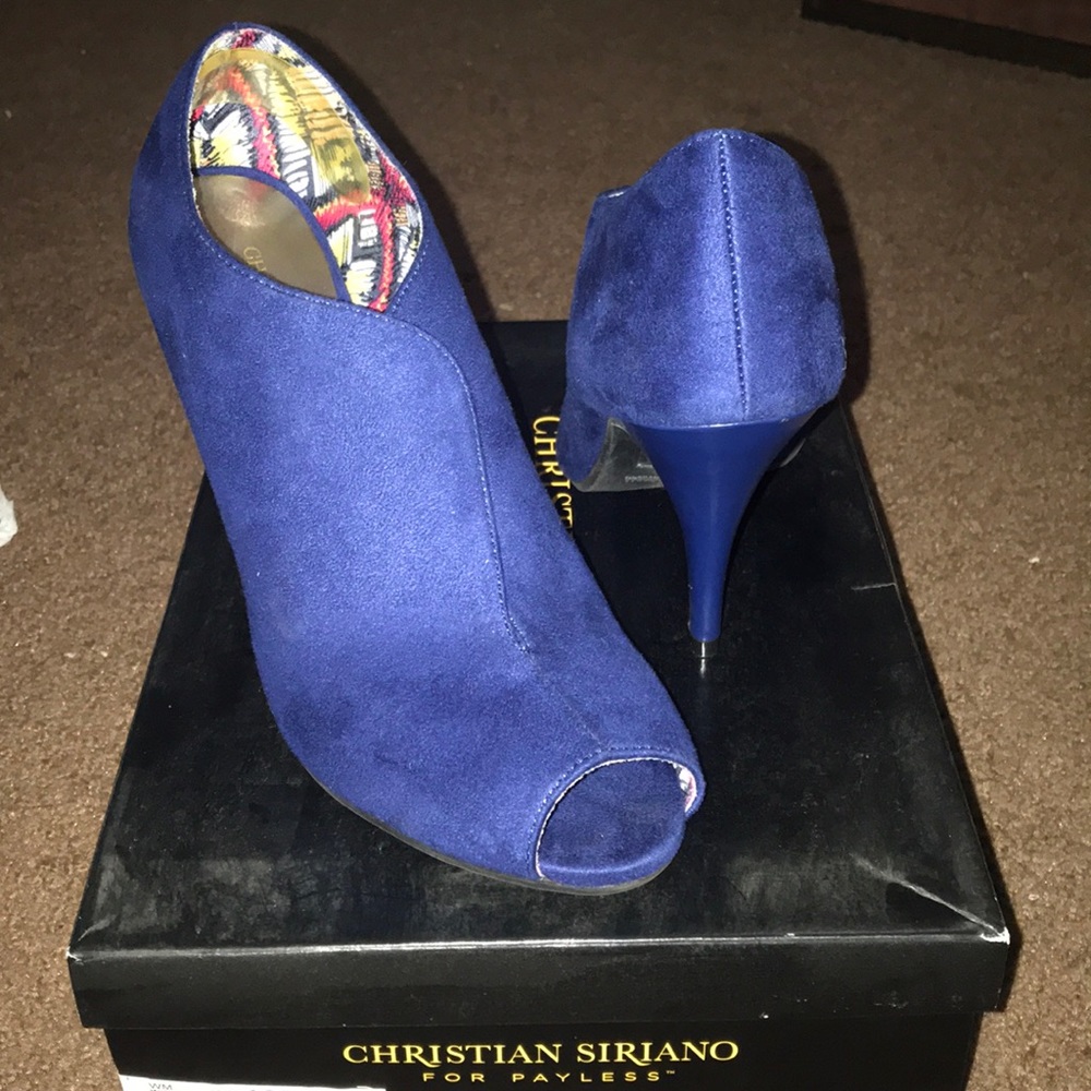 Blue suede high heels/booties